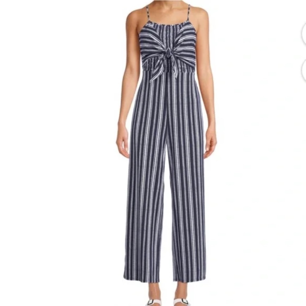 Blue and White Maxi Jumpsuit